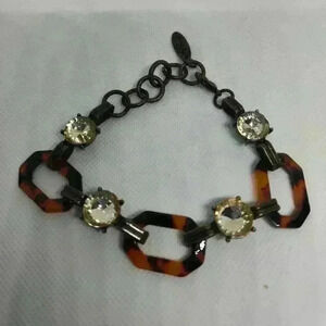 Plunder Fashion Bracelet  tortoise shell and rhinestones